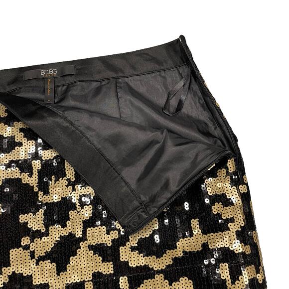 BCBG Paris Black Gold Sequin Animal Print Pattern Size 4 - Picture 3 of 7
